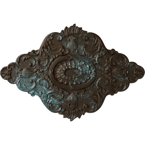 Ekena Millwork Ashford Ceiling Medallion, Hand-Painted Bronze Blue Patina, 42 3/4"W x 28 7/8"H x 1"P CM42X28ASBBS - main